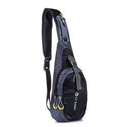 Sling Bag Chest Shoulder Unbalance Gym Fanny Backpack Sack Satchel Outdoor Bike nylon fabric bla ...