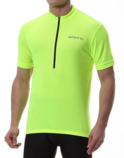 Spotti Basics Men’s Short Sleeve Cycling Jersey – Bike Biking Shirt (Yellow, Chest 3 ...