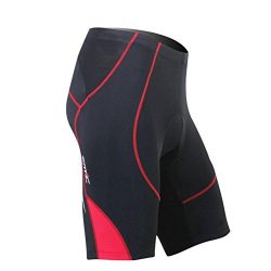 SANTIC Cycling Men’s Shorts Biking Bicycle Bike Pants Half Pants 4D COOLMAX Padded Red L