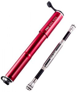 Pro Bike Tool Mini Bike Pump with Gauge, Presta and Schrader Valve Compatible Bicycle Tire Pump  ...