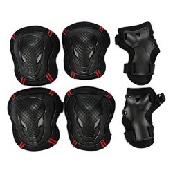 Kids Adult 6PCS Sports Protective Gear Set Adjustable Reflective Cycling Roller Skating Knee Elb ...