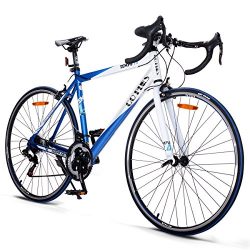 Goplus Commuter Bike Road Bike Quick Release Aluminum 700C Shimano 21 Speed (Blue)