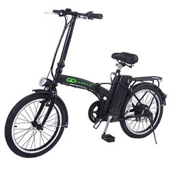 Goplus 20″ 250W Folding Electric Bike Sport Mountain Bicycle 36V Lithium Battery (Black)