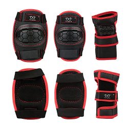 Sports Protective Gear Safety Pad Safeguard (Knee Elbow Wrist) Support Pad Set Equipment for Kid ...