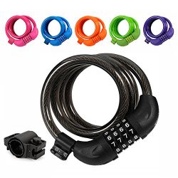 Bike Lock, TITANKER 4ft Security Resettable Combination Coiling Bike Cable Locks with Mounting B ...