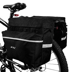 BV Bike Bag Bicycle Panniers with Adjustable Hooks, Carrying Handle, 3M Reflective Trim and Larg ...