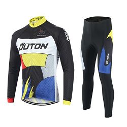 OUTON Men’s Cycling Clothing Set Breathable Quick Dry Full Zip Long Sleeve Cycling Jersey  ...