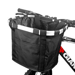 Bicycle Basket Bike Front Basket Folding Detachable Cycling Bag- perfect For Pet Cat Dog Carrier ...