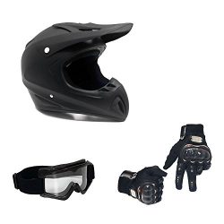 COMBO Adult Motorcycle Off Road Helmet DOT – MX ATV Dirt Bike Motocross UTV (L, Matte Blac ...