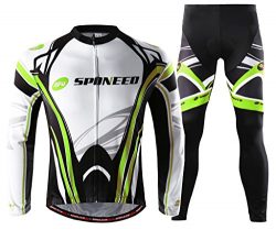 Sponeed Men’s Suit for Cycling Long Sleeve Road Bike Clothing MTB US XXL Green