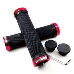 LYCAON Bike Handlebar Grips, Non-Slip-Rubber Bicycle Handle Grip with Aluminum Lock, Bike Grip f ...