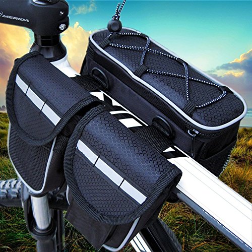 GkGk Front Top Tube Bike Bag, Multifunction Bicycle Frame Pannier ...