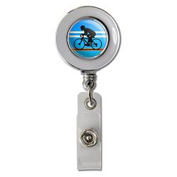 Road Bike Cycling Biking Bicycle Retractable Reel Chrome Badge ID Card Holder Clip