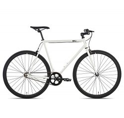 6KU Evian 2 Fixed Gear Bicycle, Gloss White/Black, 52cm