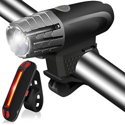 Actionpie USB Rechargeable Bike Light Set Bicycle Headlight FREE TAIL LIGHT with Repair Tool 3 p ...