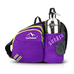 Sunhiker Outdoor Waist Bag, Sports Water Resistant Waist Pack with Water Bottle (Not Included) H ...