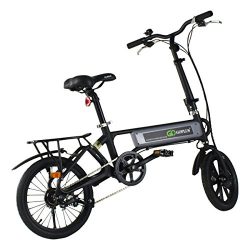 Goplus 120W Lightweight Folding Electric Bicycle Sport Bike Lithium Battery W/ Two Speed Electro ...