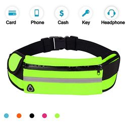 Running Belt Waist Pack, Water Resistant Waist Bag, Sports Fanny Pack with Adjustable Belt for P ...