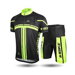 INBIKE Short Sleeved Bike Jersey Set with Padded Shorts Cushion, Size-XXXL