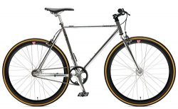 Retrospec Bicycles Mantra V2 Single Speed Fixed Gear Bicycle, Chrome/Black, 57cm/Large