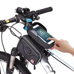 AKM Carbon Fiber Waterproof handlebar Bag Top Tube Bicycle Frame Bag Sunshade Touch Screen Smart ...