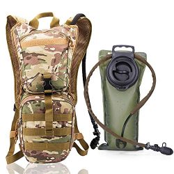 TRADERPLUS Men Women Tactical Hydration Pack Backpack with 2L Leak Proof Water Bladder for Skiin ...