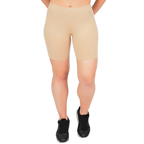 Stretch is Comfort Women’s Cotton Bike Shorts Beige 3X BikingBee