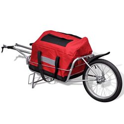 Festnight One-wheel Bicycle Cargo Trailer Steel Frame with Storage Bag