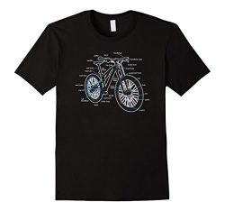 Mens Bike Diagram Shirt Parts of a Mountain Bike Cyclist Tee XL Black