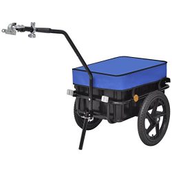 Festnight 15 Gal Bike Cargo Luggage Trailer Hand Wagon with Heavy-Duty Steel Frame , Black/Blue