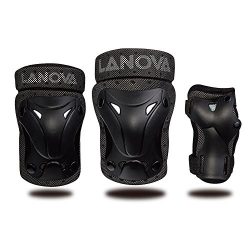 LANOVAGEAR Kids Youth Protective Gear Set, Knee and Elbow Pads with Wrist Guards for Multi-sport ...