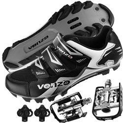 Venzo Mountain Bike Bicycle Cycling Shimano SPD Shoes + Multi-Use Pedals 42