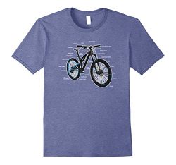 Mens Bike Diagram Shirt Parts of a Mountain Bike Cyclist Tee Medium Heather Blue