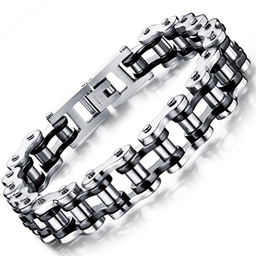 OSTAN Men’s stainless steel Chain Link Bracelet Bike wrist ...