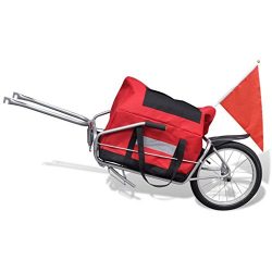 vidaXL Single Wheel Cargo Trailer Bicycle Bike Luggage Cart Steel Carrier w/Storage Bag
