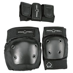 Pro-Tec Street 3-Pack Elbow, Knee, and Wrist Pad Combo – Black (Youth Small)