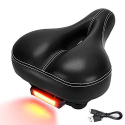 DAWAY C900 Bike Seat with Rechargeable Taillight – Men Women Foam Padded Leather Wide Bicy ...