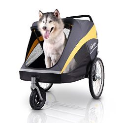 ibiyaya Large Pet Stroller for one large or multiple medium dogs with air filled tire suspension ...