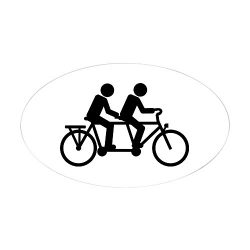 CafePress – Tandem Bicycle Bike – Oval Bumper Sticker, Euro Oval Car Decal