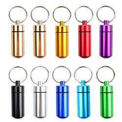 10 Pcs Portable Pill Case, Bantoye Waterproof Aluminum Pill Holders Storage Drug Container with  ...