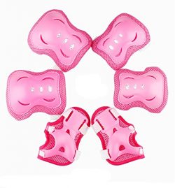 Satisfounder Elbow Knee Wrist Bicycle Pads Set Blades Guard for Girls Kids Skating Biking Cyclin ...