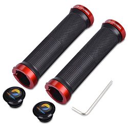 TOPCABIN Bicycle Grips,Double Lock on Locking Bicycle Handlebar Grips Rubber Comfortable Bike Gr ...