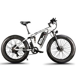 Cyrusher Fat Tire Electric Bike 1000W Snow E-Bike Beach Cruiser 48 Volt Men Women Dual Suspensio ...