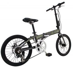 Phoenix Bicycle PF 20 inch Aluminum Portable and Folding Bike with Disk Brake and Shimano 7 Spee ...