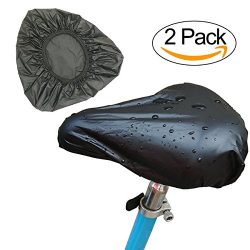 TENKEY Black Waterproof Bike Seat Rain Cover, Protective Water and Dust Resistant Bicycle Saddle ...