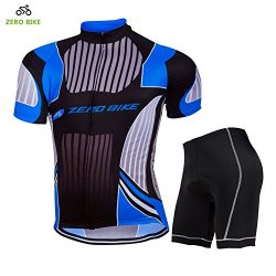 ZEROBIKE Men’s Short Sleeve Breathable Cycling Jersey 3D Padded Shorts Sportswear Suit Set ...